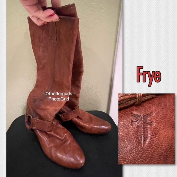Frye Steffi Harness Crinkled Leather Moto Knee High Tall Kitten Heel Boots 6.5 - Picture 2 of 16